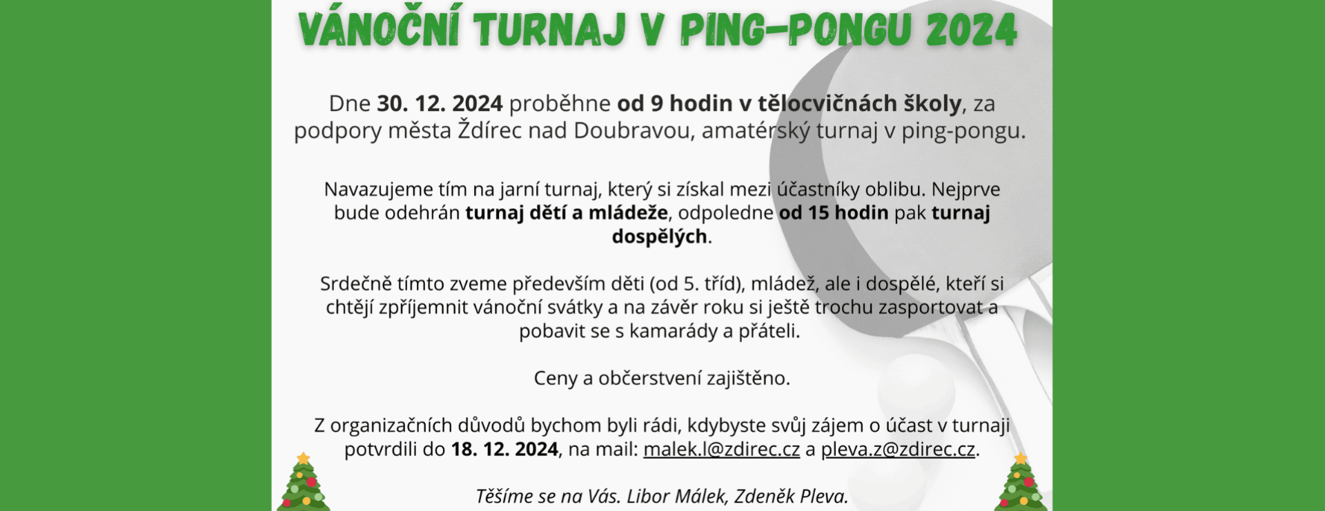 Vánoční turnaj v ping-pongu